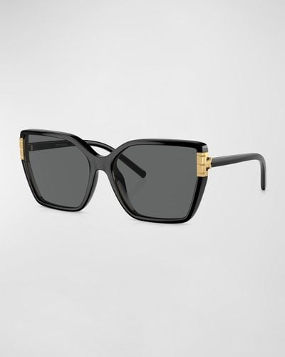 Tory Burch Flat Eleanor Plastic Square Sunglasses - Black