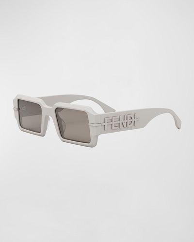 Fendi Graphy Acetate Rectangle Sunglasses - Gray