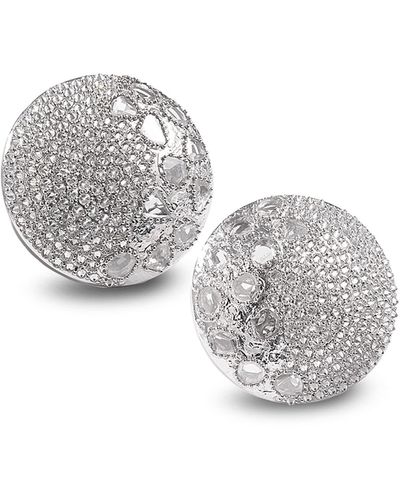 Coomi Eternity 18K Diamond Button Earrings - Gray