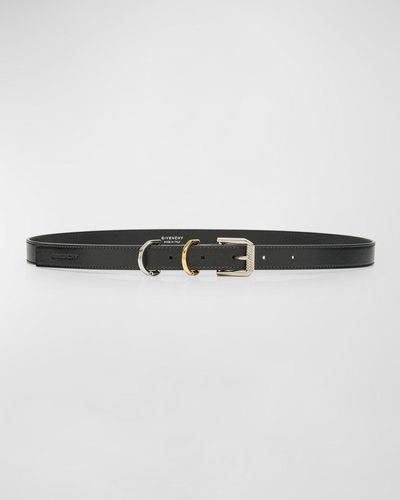 Givenchy Voyou Mixed-Metal Leather Skinny Belt - Black