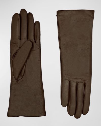 Agnelle Classic Lambskin Leather Gloves - Brown