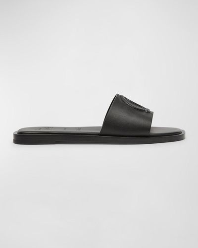 Christian Louboutin Leather Logo Sole Slide Sandals - Black