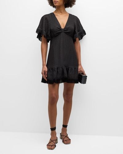 Marie Oliver Octavia Mini Dress With Fringe Trim - Black