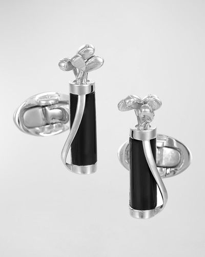 Jan Leslie Golf Bags With Clubs Cuff Links With Black Onyx - Metallic