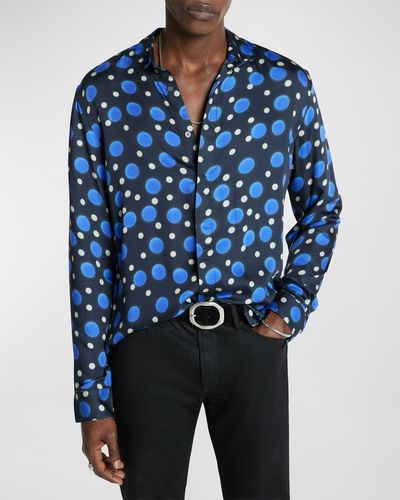 John Varvatos Rodney Geometric Button-Down Shirt - Blue
