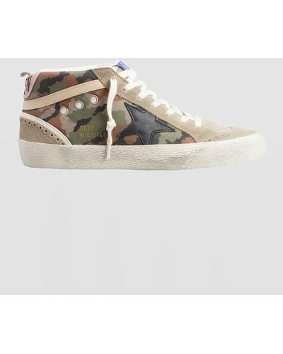 Golden Goose Mid Star Camo Wing-tip Sneakers - Natural