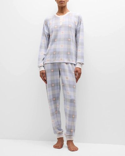 Pj Salvage Ski Jammie Floral-Print Thermal Pajama Set - Gray
