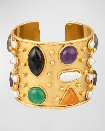 Sylvia Toledano Stone And Pearl Cuff Bracelet - Metallic
