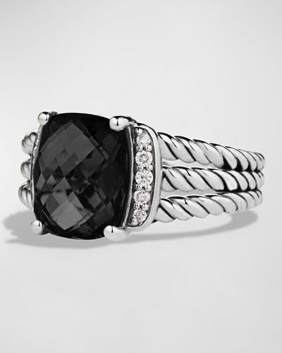 David Yurman Petite Wheaton Ring With Prasiolite And Diamonds - Black