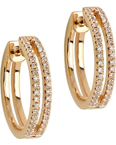 Bridget King Jewelry 14k Open Bar Diamond Huggie Earrings - Metallic