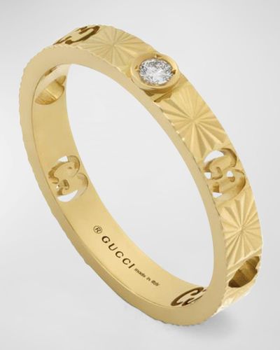 Gucci Icon 18k Yellow Gold & 0.03 Tcw Diamond Star Ring - Metallic