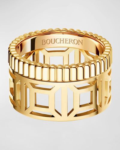 Boucheron Quatre Radiant Edition Openwork Ring In 18k Yellow Gold, Eu 53 / Us 6 - Metallic
