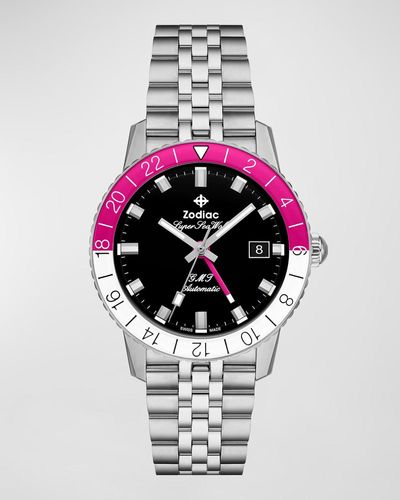 Zodiac Super Sea Wolf Gmt Automatic Bracelet Watch, 40Mm - Metallic