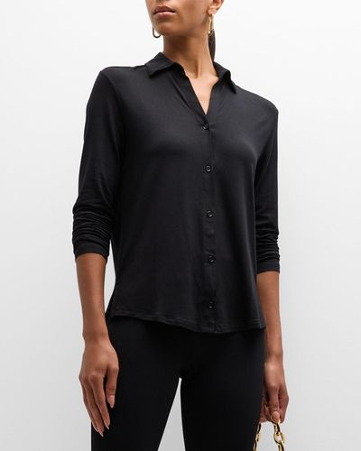 Majestic Filatures Soft Touch Button-Front Shirt - Black