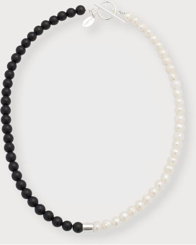 Jan Leslie Agate Freshwater Pearl Split Necklace - White