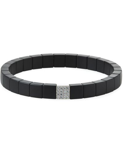 ’ROBERTO DEMEGLIO Scacco Black Ceramic Diamond 1-bead Stretch Bracelet