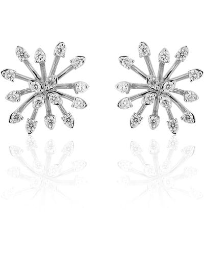 Hueb Luminus 18k White Gold Stemmed Diamond Stud Earrings - Metallic