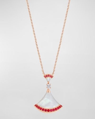 BVLGARI Diva's Dream Mother-of-pearl Necklace With Diamond And Rubies - White