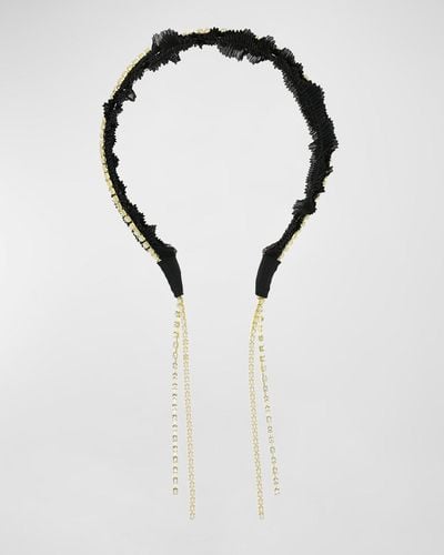 L. Erickson Anthea Embellished Tulle Headband - White