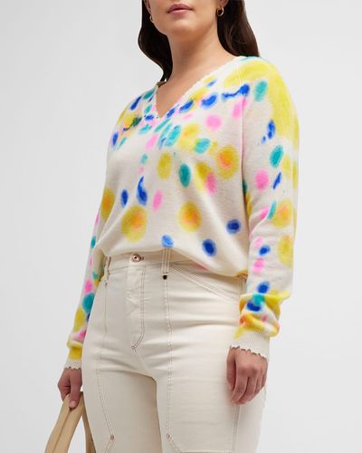 Minnie Rose Plus Plus Size Frayed-Edge Tie-Dye Cashmere Sweater - Multicolor