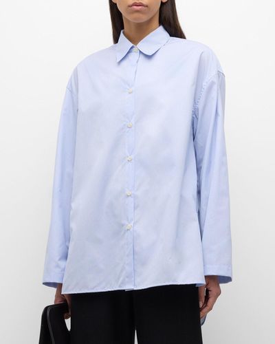Leset Yoshi Cotton Button-Front Shirt - Blue
