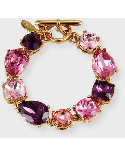 Oscar de la Renta Gallery Mixed-Cut Crystal Bracelet - Pink