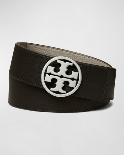 Tory Burch Miller Reversible 1.5" Logo Belt - Black
