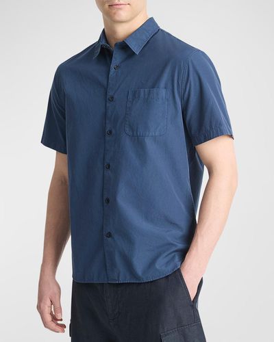 Vince Garment-Dyed Poplin Sport Shirt - Blue