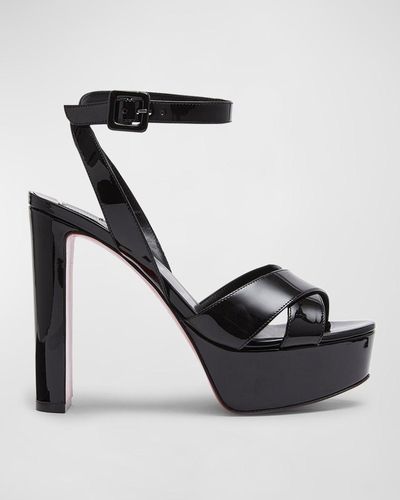 Christian Louboutin Supramariza Sole Patent Leather Platform Sandals - Black