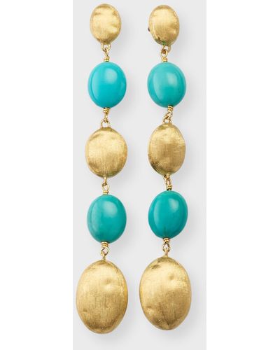 Marco Bicego 18k Yellow Gold Siviglia Turquoise Statement Earrings - Blue