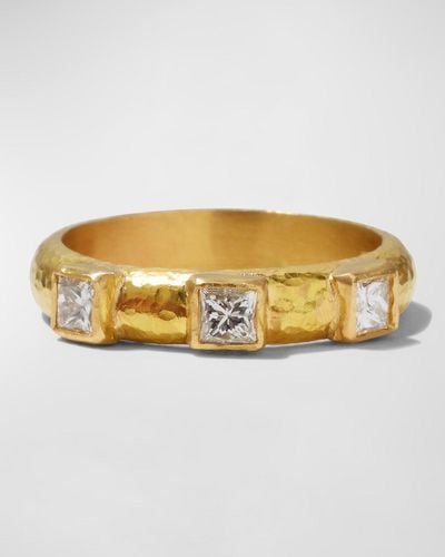 Elizabeth Locke 19k Gold & Square Diamond Stack Ring, Size 6.5 - Metallic