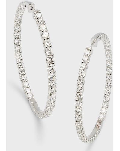Neiman Marcus Lab Grown Diamond 18K Round Hoop Earrings, 2"L, 9.75Tcw - White
