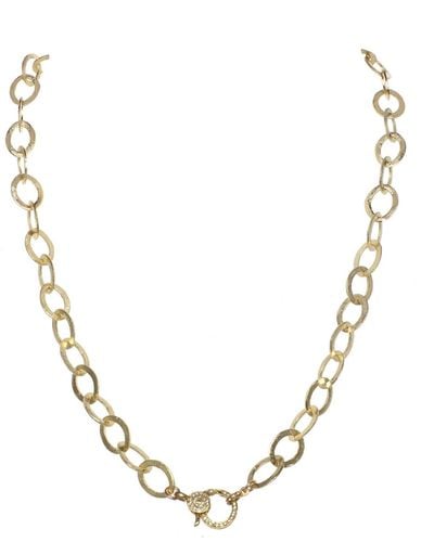 Margo Morrison Matte Vermeil And Sterling Silver Flat Chain Necklace With Diamond Clasp - Metallic
