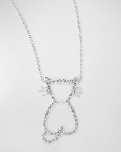 Roberto Coin Pave Diamond Cat Pendant Necklace - White