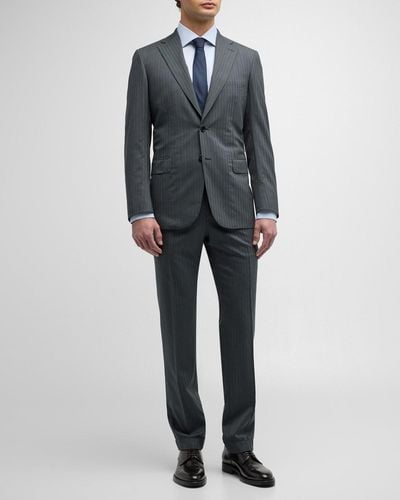 Brioni Tonal Striped Wool Suit - Gray