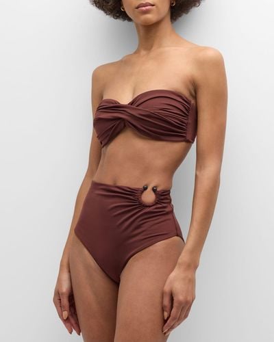 Johanna Ortiz Chocolate Taita High-Waist Bikini Bottoms - Brown