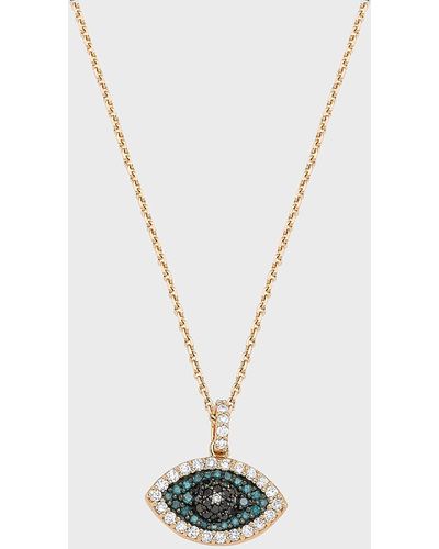 BeeGoddess Eye Light Multi-diamond Pave Pendant Necklace - White