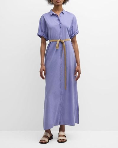 Xirena Linnet Belted Cotton Maxi Shirtdress - Purple