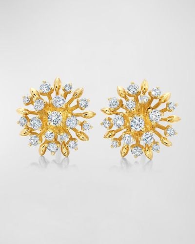 Graziela Gems 18k Yellow Gold Small Diamond Lotus Stud Earrings - Metallic