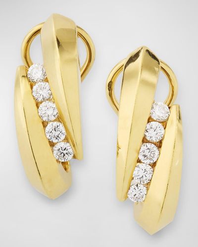 NM Estate Estate Honora 18K Diamond Twist Earrings - Metallic