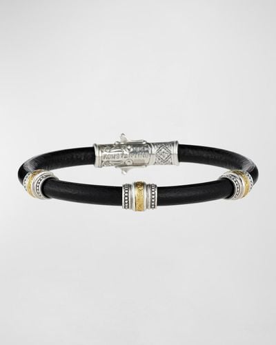 Konstantino Phidias Leather Cord Bracelet - Black
