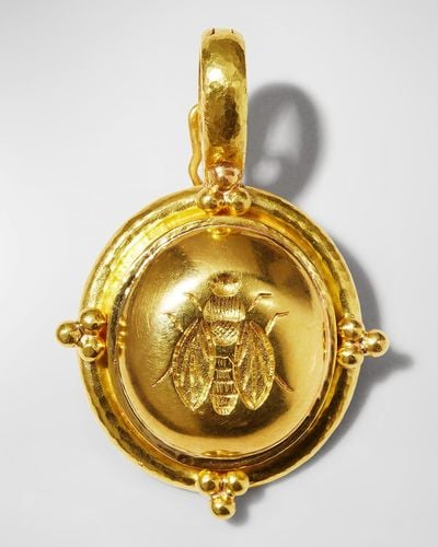 Elizabeth Locke 19k Gold Oval Honey Bee Pendant - Metallic