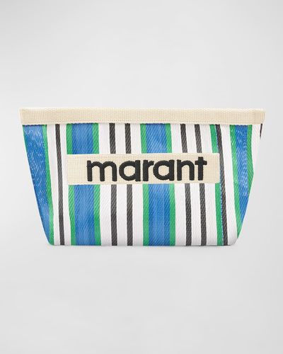 Isabel Marant Powden Striped Canvas Clutch Bag - Blue