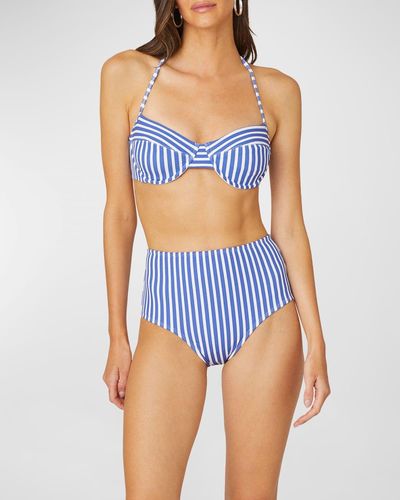 Shoshanna Striped Halter Bikini Top - Blue