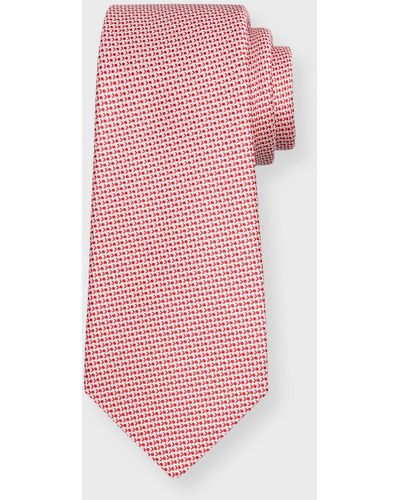 Kiton Micro-Jacquard Silk Tie - Pink