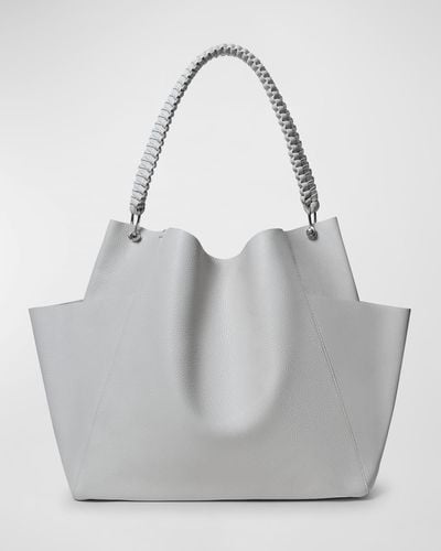 Callista Grained Leather Shoulder Bag - Gray