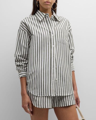 La Ligne Striped Oversized Button-Front Shirt - Multicolor