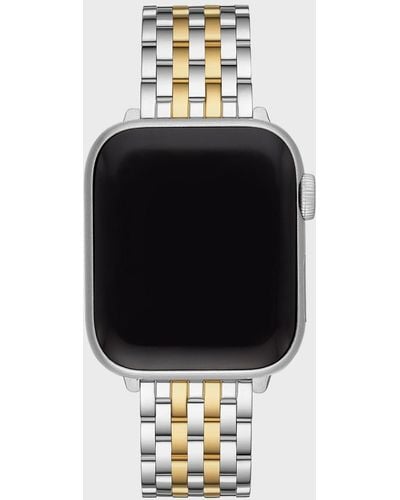 Michele 7-link Stainless Steel Bracelet For Apple Watch, Gold/silver - Black