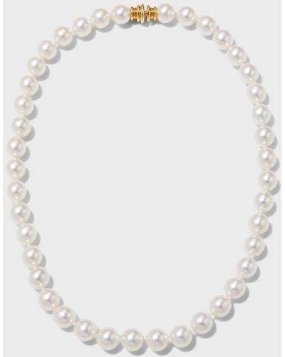 Assael 16" Akoya Cultured 9.5mm Pearl Necklace With Yellow Gold Clasp - White