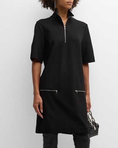 Rosetta Getty Quarter-Zip Mini Shift Dress - Black